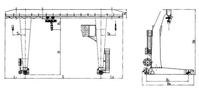 L型電動葫蘆起重機結構圖